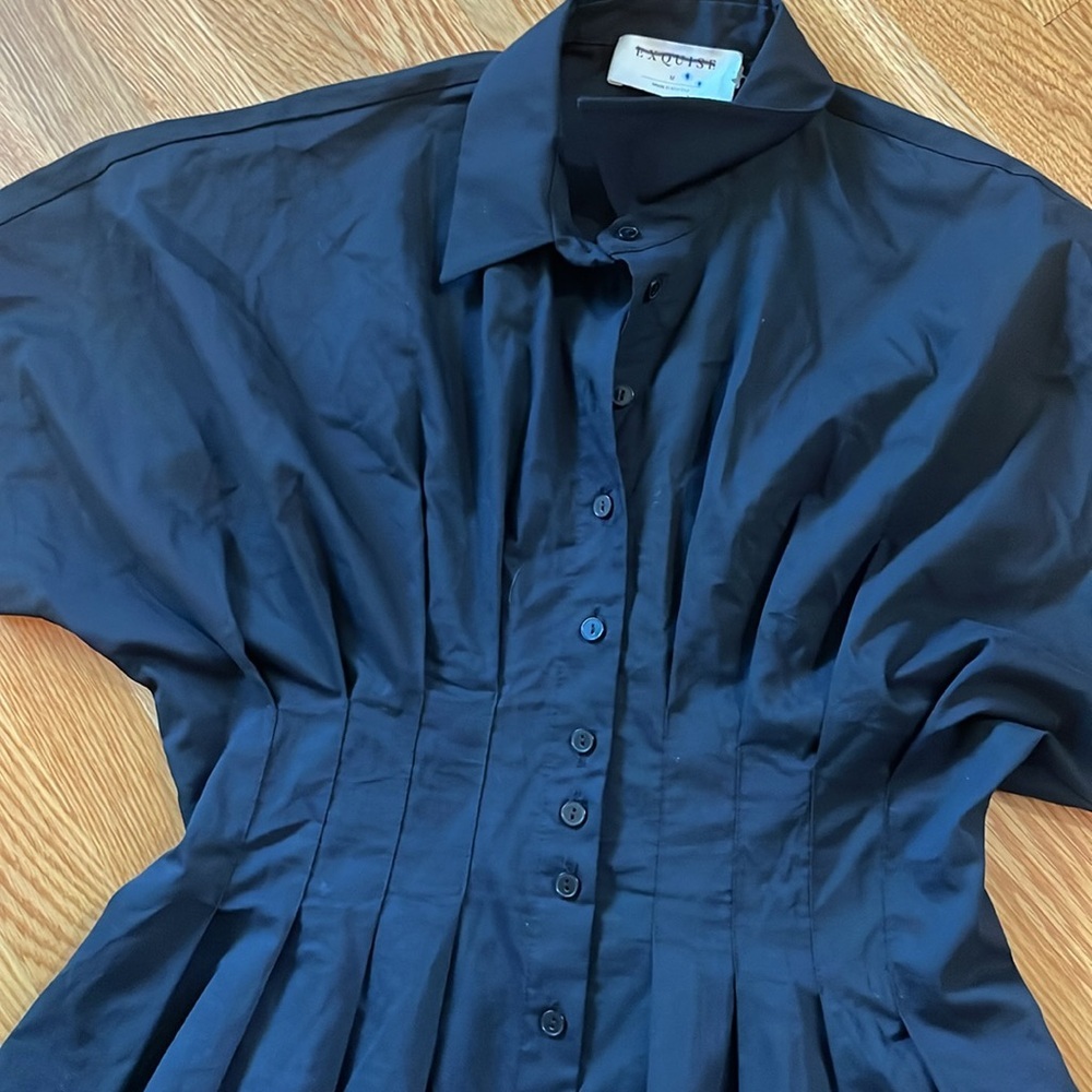 Anthropologie x Exquise The Tobie Button-Front Pleated Shirt Dress Size M NWT - Picture 8 of 13